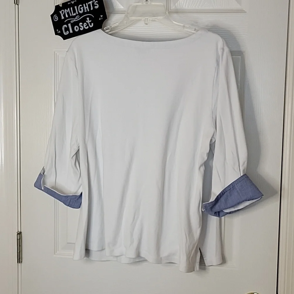 Nautical Top White XXL 3/4 Sleeve